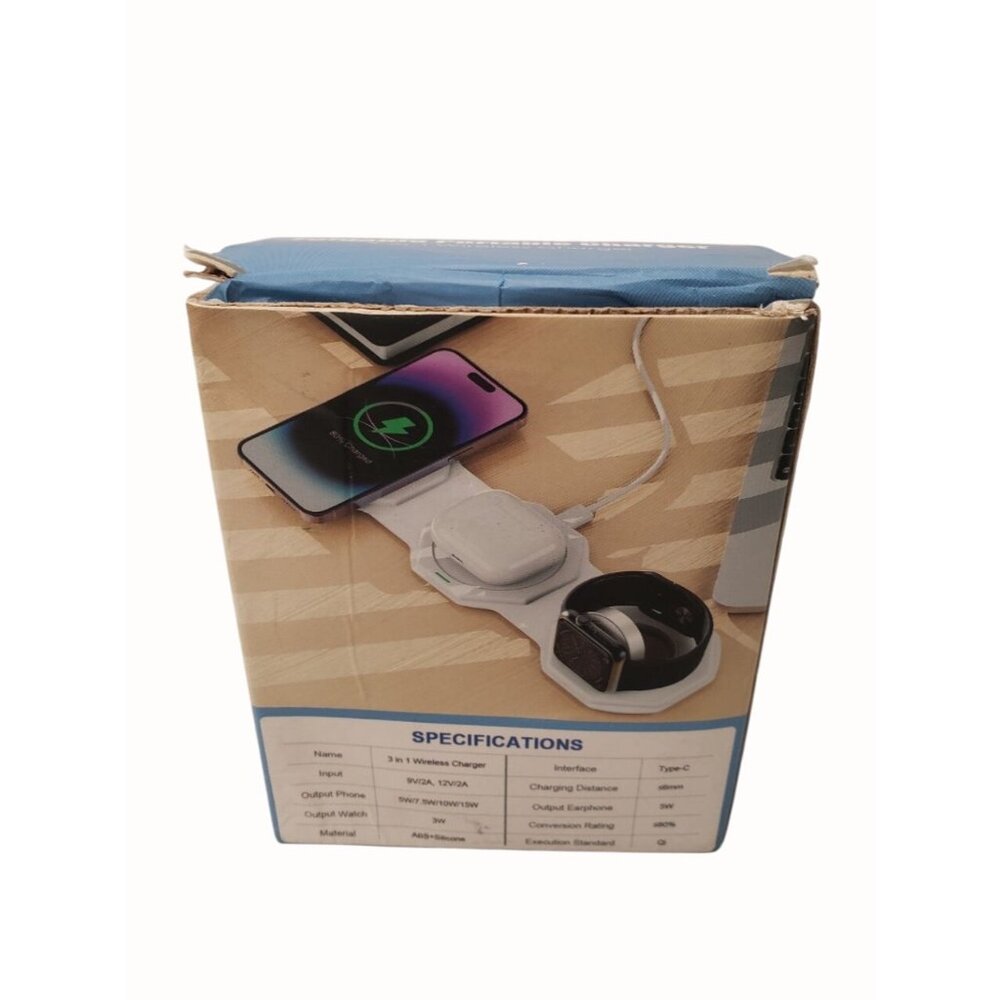 MagSafe Wireless Charger Foldable 18W Fast Charging Station White - Picture 8 of 8